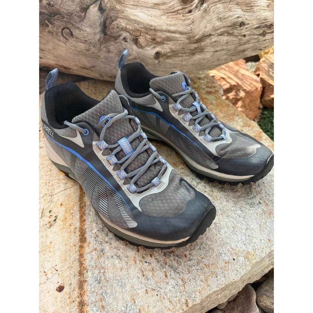 Merrell Siren‎ Edge Q2 Womens Hiking Shoes Grey Blue Vibram J35516 Size 9